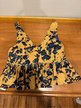 Kortni Jeane
Women's Mustard Floral V-Neck Peplum Tank Top